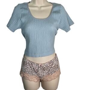 Fawn Active‎ Ribbed Crop Top Size XL Blue thick material quality